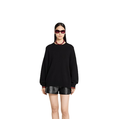 Maglione in lana e cashmere con finiture con Web