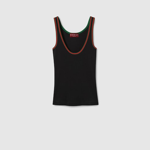 Cotton rib tank top with Web Detail 2