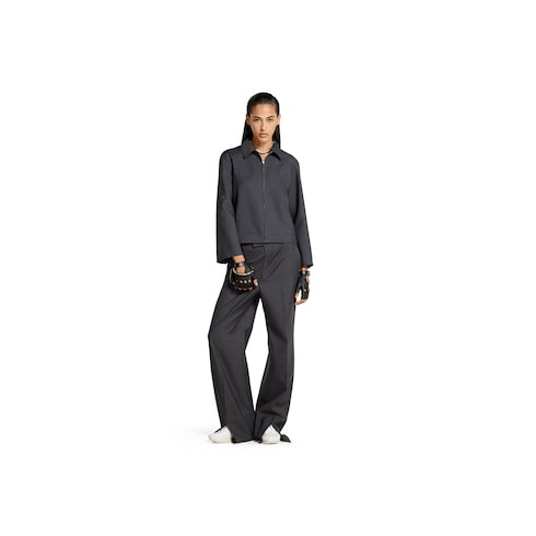 Pantaloni oversize a vita bassa in lana