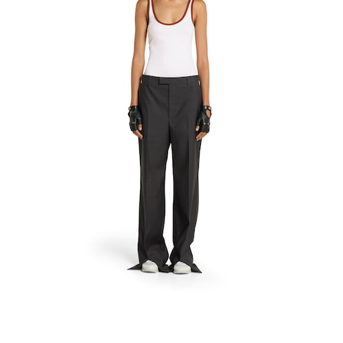 Pantaloni oversize a vita bassa in lana