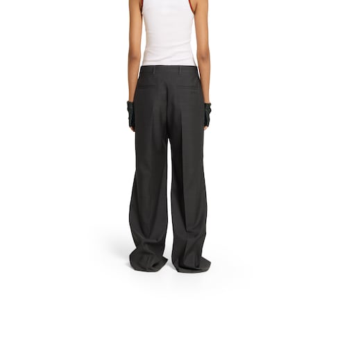 Pantaloni oversize a vita bassa in lana