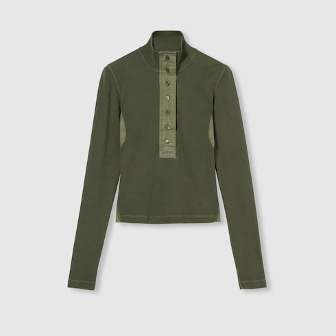 T-shirt a maniche lunghe in cotone a coste