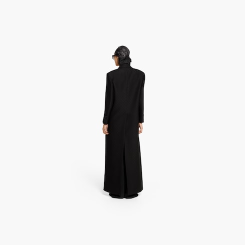 Manteau à double boutonnage en crêpe de laine et soie à motif GG
