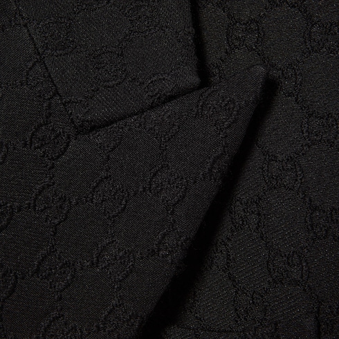 Manteau à double boutonnage en crêpe de laine et soie à motif GG