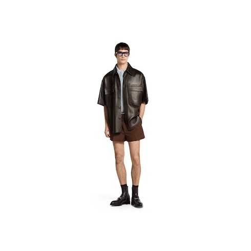 Embossed plongè leather shirt