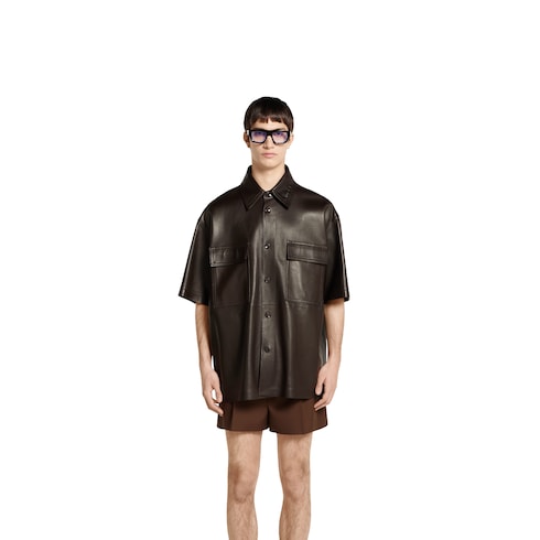 Chemise en cuir plongé embossée