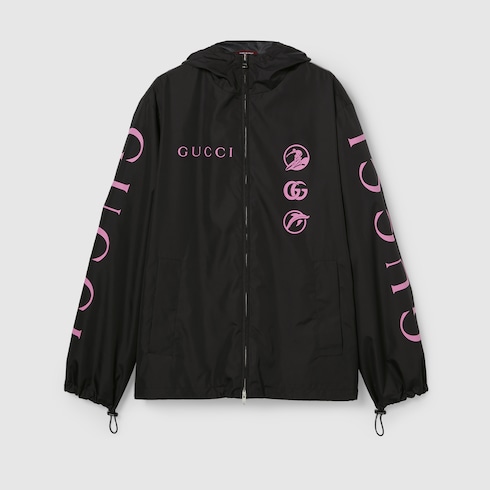 Printed technical poplin jacket