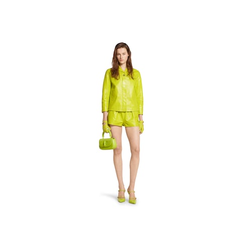 Shiny leather boxy jacket