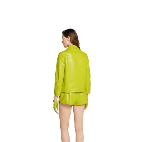 Shiny leather boxy jacket