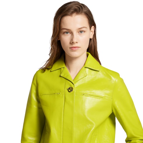 Shiny leather boxy jacket