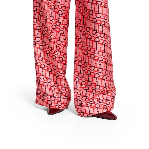 Pantalon en soie imprimée