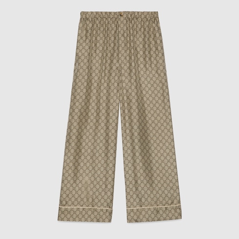 GG Supreme print silk trouser Detail 2