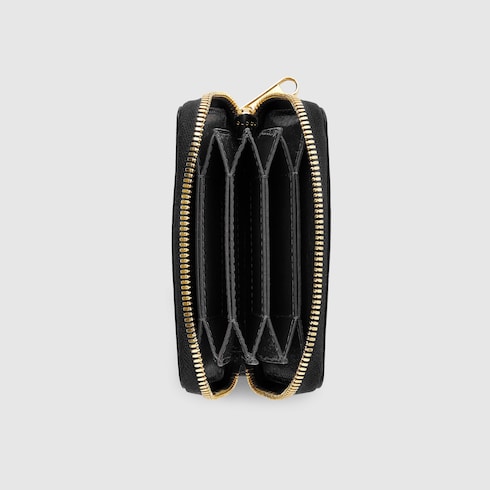 Zip card case with Gucci script