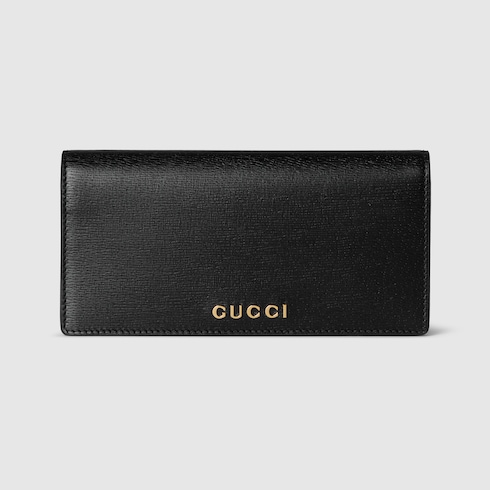 Continental wallet with Gucci script