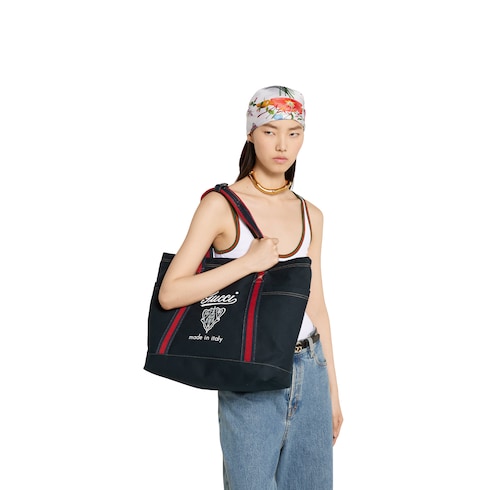 Großer Shopper aus Canvas mit Print 