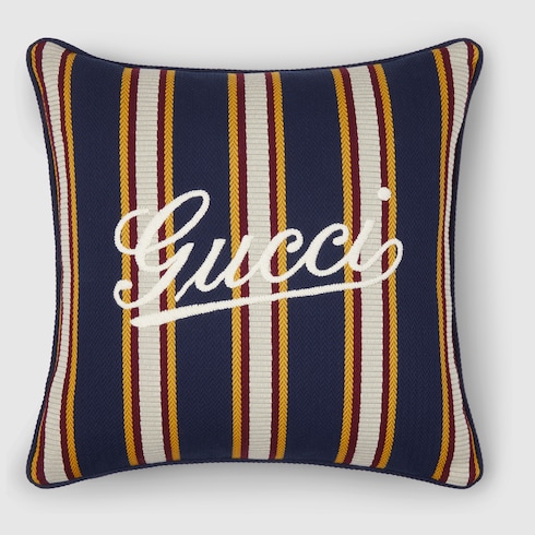 Cuscino in jacquard di cotone a righe misura piccola