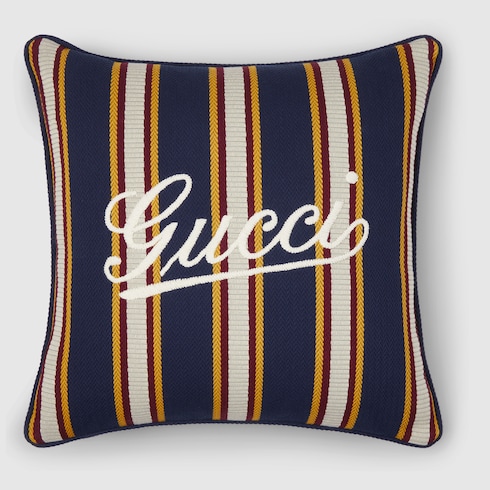 Small striped cotton jacquard cushion