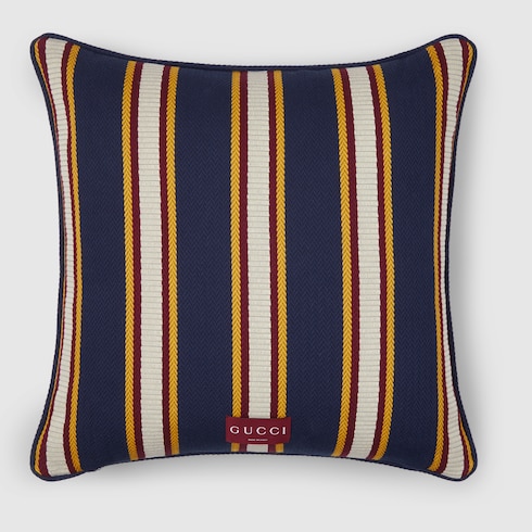 Cojín de jacquard de algodón a rayas pequeño