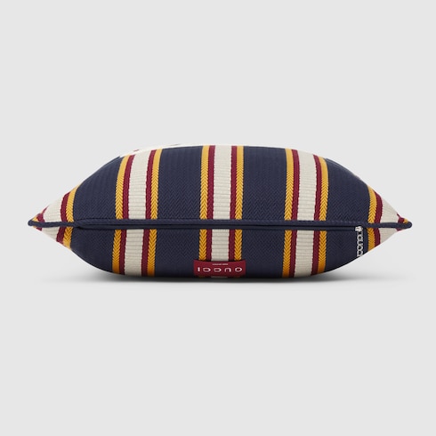 Cojín de jacquard de algodón a rayas pequeño