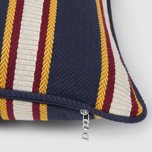 Cojín de jacquard de algodón a rayas pequeño
