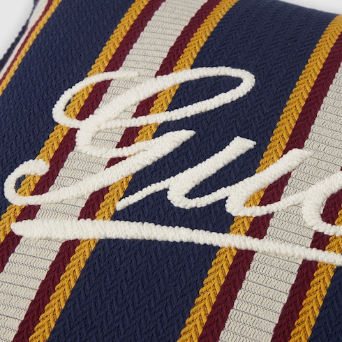 Cojín de jacquard de algodón a rayas pequeño
