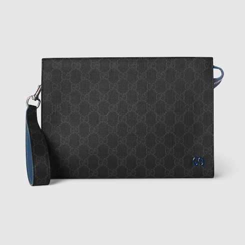 Cartera de mano con ribete azul mediano