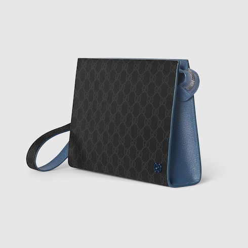 Pouch con finiture blu misura media