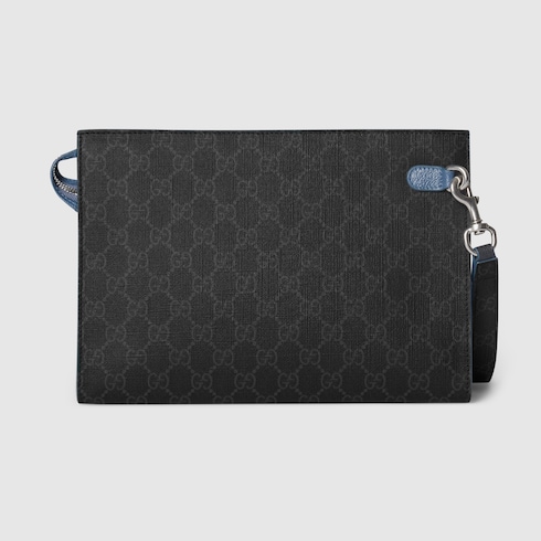 Cartera de mano con ribete azul mediano