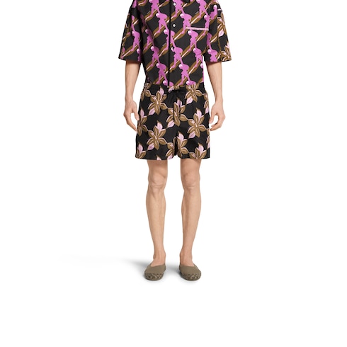 Printed technical poplin swim short