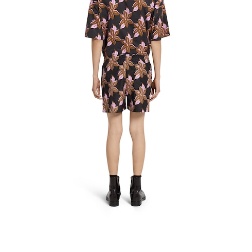 Printed technical poplin swim short