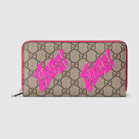 GG Monogram zip around wallet with print