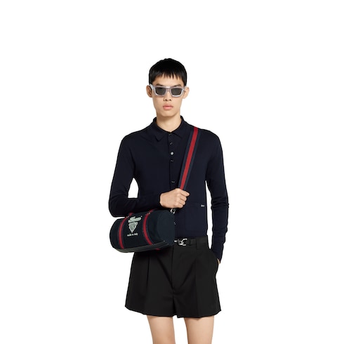 Small printed canvas duffle bag