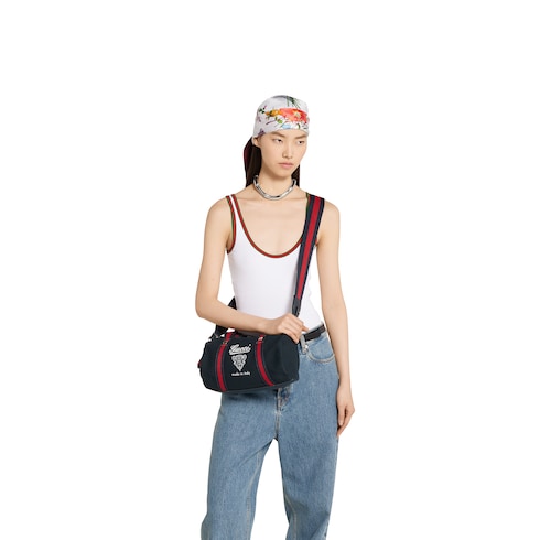 Small printed canvas duffle bag