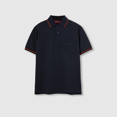 Embroidered stretch cotton polo shirt