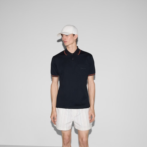 Polo ricamata in cotone stretch