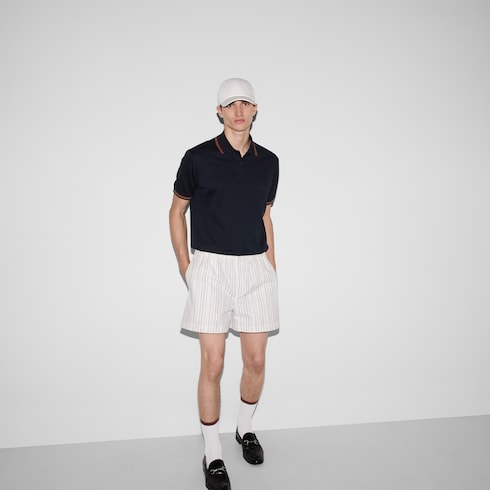 Poloshirt aus Stretch-Baumwolle mit Stickerei