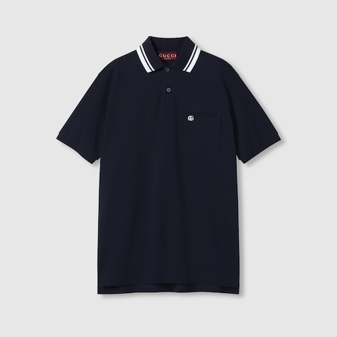 Polo in cotone stretch con ricamo