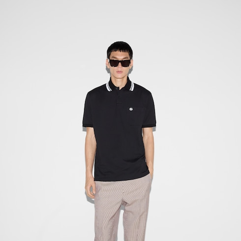 Polo in cotone stretch con ricamo