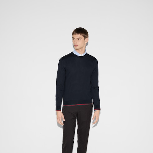 Wool knit sweater with Web