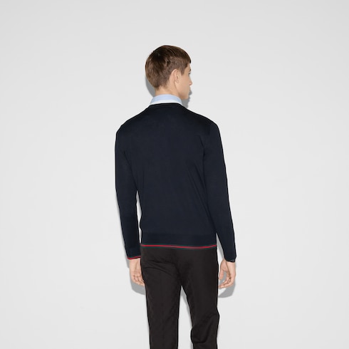 Wool knit sweater with Web