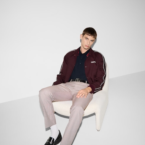 Camisa polo de punto de lana con tribanda Web