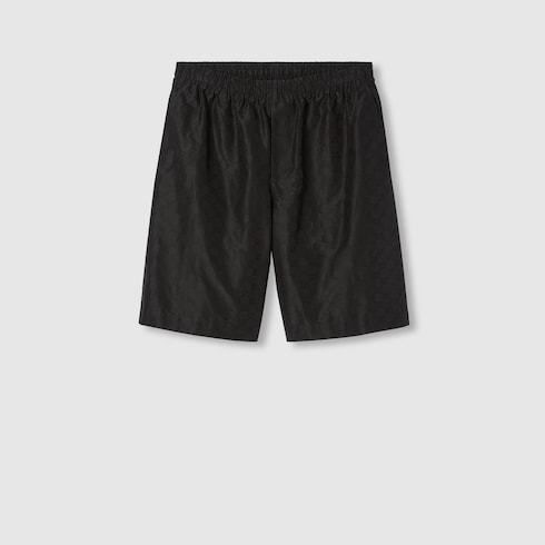 Cotton-silk GG faille short shorts in black | GUCCI® US