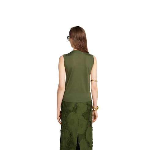 Maglia senza maniche in seta e cashmere