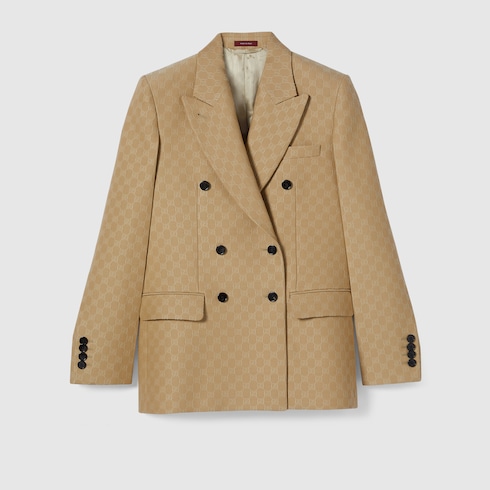 Blazer aus GG Jacquard aus Seiden-Woll-Crêpe