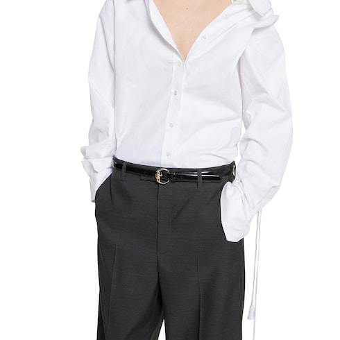 Thin belt with metal bamboo buckle