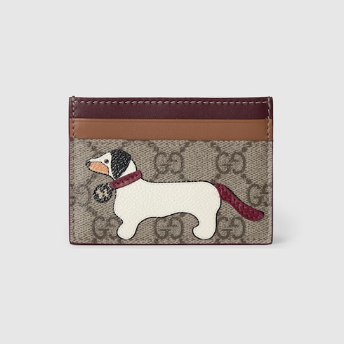 Bi-color GG card case with dog detail