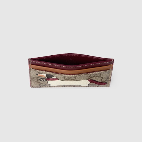 Bi-color GG card case with dog detail