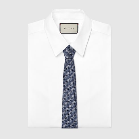 Horsebit silk jacquard tie