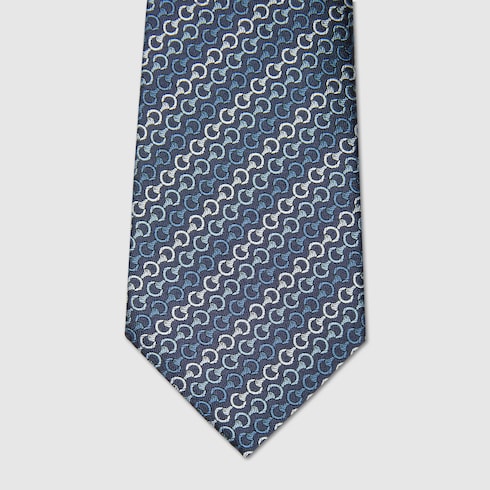 Horsebit silk jacquard tie