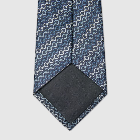 Horsebit silk jacquard tie